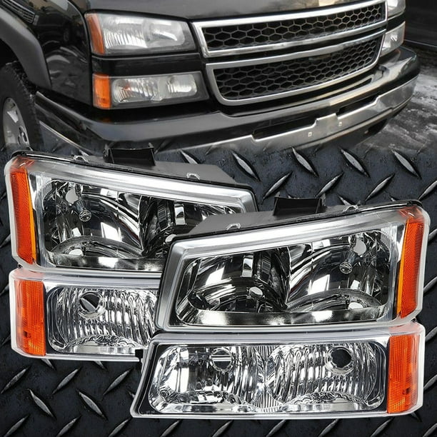 Chrome//Clear LED Look Bumper Signal Lights for 03-06 Chevy Silverado 1500-3500HD